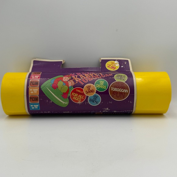 PICAM Other - Vintage PICAM Krazy Karpet Toboggan Yellow Roll Up Sled As Seen On TV Retro Toy